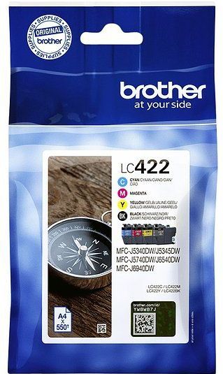 Brother - Inktcartridge brother lc-422val zwart 3 kleuren | Blister a 4 stuk | 4 stuks