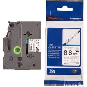 Brother HSE221E Labeltape krimpkous Tapekleur: Wit Tekstkleur: Zwart 9.0 mm 1.5 m