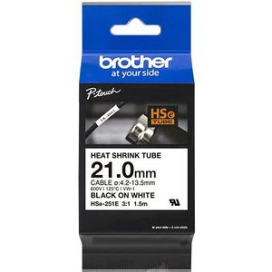 Brother HSE251E Labeltape krimpkous Tapekleur: Wit Tekstkleur: Zwart 21 mm 1.5 m