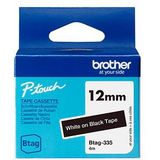 brother Schriftband Btag BTAG335, 12 mm weiß auf schwarz