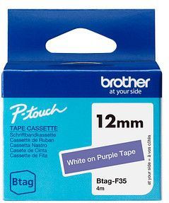 Brother - Btag-F35 - Labelband - Wit - Paars - 12 mm x 4 m