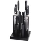 Yaxell Ran - Tower - Messenset - 7-delig - Zwart Gelakt Beukenhout - 69 Lagen Damaststaal