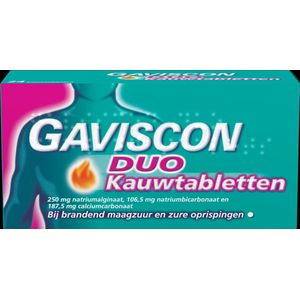 Gaviscon Duo Kauwtabletten 24st - Antacida en Alginaat voor Maagzuur