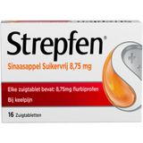 Strepfen Sinaasappel Suikervrij - 1 x 16 zuigtabletten