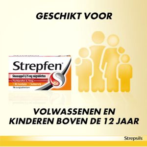 Strepfen Sinaasappel Suikervrij - 1 x 16 zuigtabletten