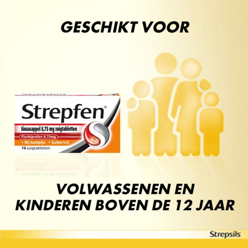 Strepfen Sinaasappel Suikervrij - 1 x 16 zuigtabletten