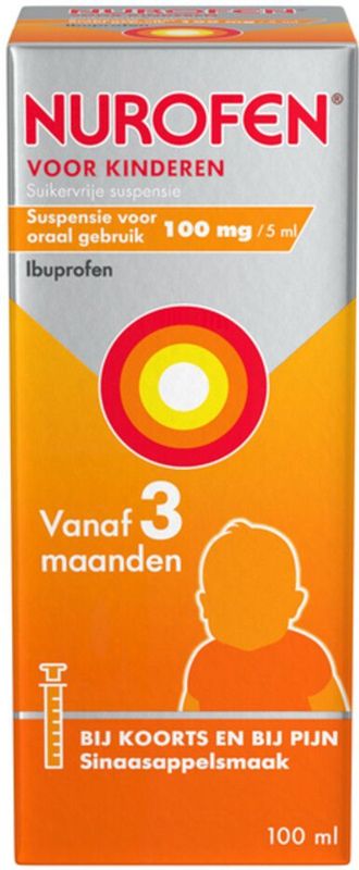 Nurofen Suspensie Voor Kinderen Suikervrij 100mg/5ml - 1 x 100 ml