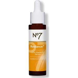 No7 Radiance+ 15% Vitamine C-serum, gezichtsserum voor de gloeiende huid, re-energizing vitamine C gezichtsserum voor de dikke huid, huidverzorgingsserum voor dagelijks gebruik