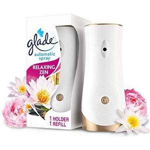 Glade Automatische luchtverfrisser houder en navulverpakking, langdurige geur doordrenkt met etherische oliën, ontspannende zen, 1 starterset, (1 houder en 269 ml navulling), verpakking kan