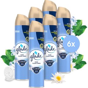 6x Glade Luchtverfrisser Spray Pure Clean Linen 300 ml