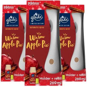 3x Glade Automatic Spray Houder Warm Apple Pie 269 ml