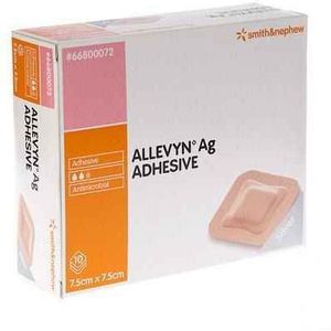 Allevyn Ag - Verband - Ster 7,5x7,5cm - Antimicrobieel - 10 Stuks