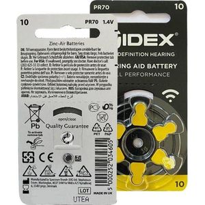 Widex | Hoortoestel batterijen | 10 pakjes | 60 batterijen | Gele sticker | P10 | gehoorapparaat