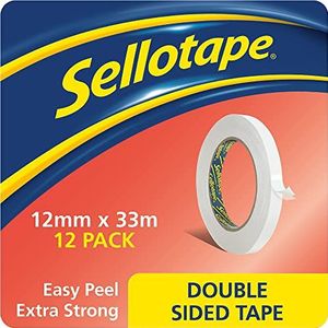 Sellotape dubbelzijdige tape 12mm x 33m 12 stuks