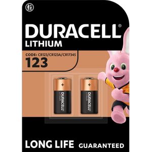Duracell 123 lithium batterij 3V, CR123 2 stuks