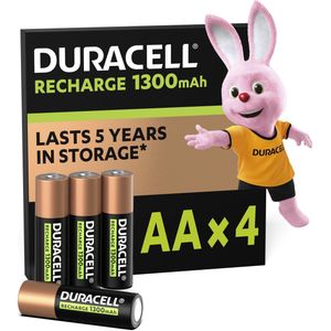 Duracell - Oplaadbare AA Batterijen - 1300 mAh NiMH - 4 Stuks