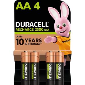 Duracell Oplaadbare AA batterijen - 2500 mAh NiMH - 4 stuks
