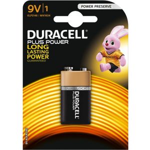 Duracell Plus alkaline 9V-batterijen, verpakking van 1
