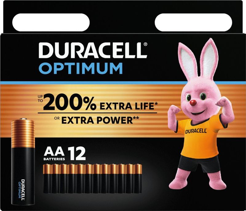 Duracell - Optimum AA Alkalinebatterijen - 1.5 V - 12 Stuks