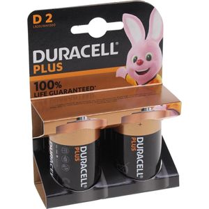 Duracell Plus D - alkaline batterijen - 1,5V, LR20 - 2 stuks