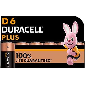 Duracell Plus batterijen 9 V (6 stuks) – alkaline 1,5 V – 100% levensduur – ideaal voor dagelijkse apparaten – verpakking 0% kunststof – houdbaarheid 10 jaar – LR20 MN1300