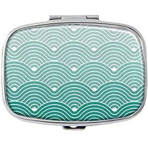 Kleurrijke geometrische herhaalde pillendoos met spiegelvak pillendoos voor portemonnee of zak zilveren rechthoekige pillendoos of vitamine, visolie, pillenorganisator