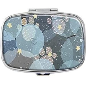 Hond Paws Star Dots Pillendoos met spiegelvak pillendoos voor portemonnee of zak zilver rechthoekige pillendoos of vitamine, visolie, pillenorganisator