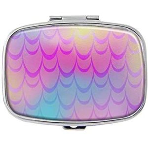 Fish Scales Glow Pill Box met spiegel compartiment pillendoos voor portemonnee of zak zilver rechthoekige pillendoos of vitamine, visolie, pillenorganizer