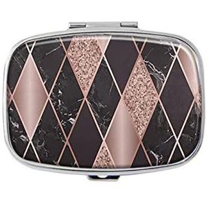 Prismatische geometrische marmeren pillendoos met spiegelvak pillendoos voor portemonnee of zak zilver rechthoekige pillendoos of vitamine, visolie, pillenorganisator