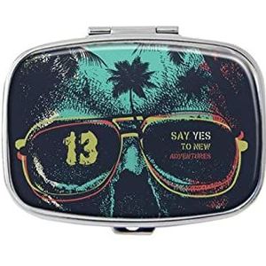 Schedel pillendoos met spiegelvak pillendoos voor portemonnee of zak zilver rechthoekige pillendoos of vitamine, visolie, pillenorganisator