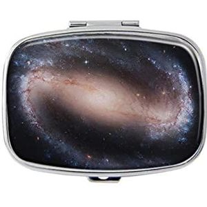 Space Galaxy Purple Pillendoos met spiegelvak Pillendoos voor portemonnee of zak zilver rechthoekige pillendoos of vitamine, visolie, pillenorganisator