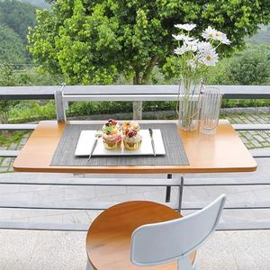 Balkontafel bar voor reling, outdoor dek rail opknoping tafel, opvouwbare dek rail tafel verstelbare balkon bar tafel, wandgemonteerde bijzettafel voor terras, tuin (kleur: korrel, maat: 120 x 35 cm)