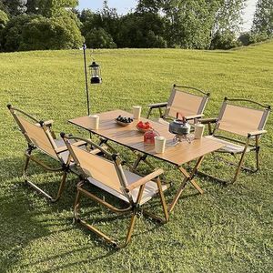 Camping klaptafel en stoelen Set,Camping tafels die lichtgewicht opvouwen, Aluminium Roll Up Outdoor Camping Tafel, Draagbare Camping Tafel Reizen Picknick Tafel En Stoelen Set, Opvouwbare Camping