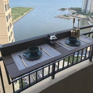 Balkonbartafel voor leuningen, balkon hangende tafel opvouwbare dekrail tafel verstelbare balkontafel, hangende verstelbare dektafel (kleur: koffie, maat: 120 x 27 cm)