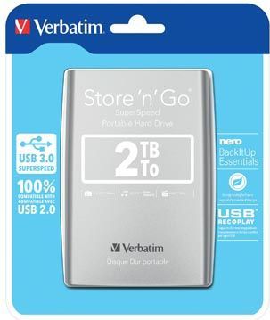 Verbatim harde schijf 3.0 Store 'n' Go, 2 TB, zilver