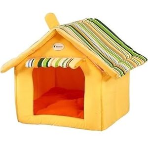 Warm hondenhuis huisdierbed verwijderbaar hond binnen opvouwbaar warme slaapzak hondenkennel huisdierproducten woondecoratieaccessoires (Color : Yellow dog house, Size : L)