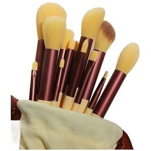 13-delige make-upborstelset Make-up concealerborstel Blush Poederborstel Oogschaduw Markeerstift Foundation Brush Cosmetische schoonheidshulpmiddelen (Color : Yellow-velvet bag)