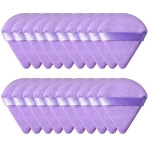 10/20 stuks Driehoek Fluwelen Poederdons Pizza Meel Mini Gezicht Make-up spons Cosmetica Wasbaar Lichtgewicht Make-up Tool (Color : 20pcs purple)