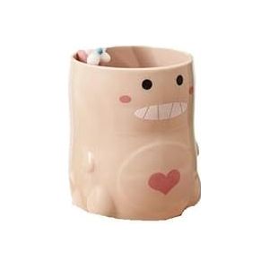 Dinosaurus maakt kinderen dol op hun tanden poetsen en de badkamer versieren schattige mondwater mok acryl tandenborstel (kleur: tarwestro roze)