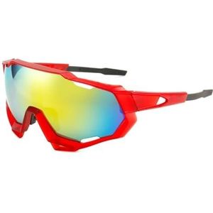 Outdoor fietszonnebril UV-bescherming Winddichte bril Gepolariseerde lens Heren Dames Sportzonnebril Brillen (Size : Gold)