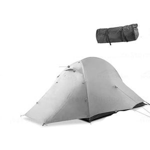 Persoon 210T/15D Waterdichte Camping Tent Reizen Ultralight Draagbare Dubbellaags 4 Seizoen Wandeling Luifel Tent (Color : 210T-3Season-Gray)