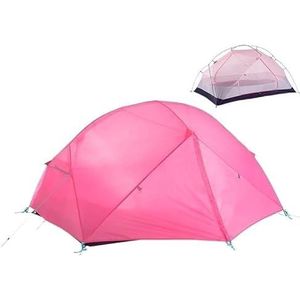 2 3 personen waterdichte dubbellaagse buitentent aluminium staaf grijze ultralichte roze kampeertenten met mat (Color : 2 person Pink mongar)