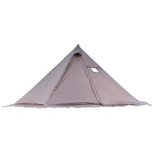 Verbeterde 5M Oversized Piramidetent Met Schoorsteengat Met Sneeuwrok Teepee Tipi Outdoor Camping Tent Onderdak 5-8 personen (Color : Brown Flysheet)