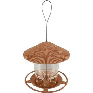 Vogelvoeder Automatische voetvoedingstool Outdoor Vogel Hangende Moer Voeden Meergatsdispenser Voedselcontainer (Color : Brown)