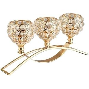 Metalen kandelaars Kristallen salontafel Centerpieces Stand Kandelaars Bruiloft Kerst Woondecoratie (Color : Golden)