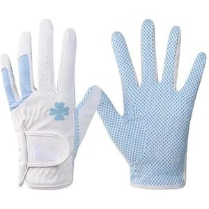 Golf dameshandschoenen PU-leer linker- en rechterhand 1 paar antislipdeeltjes met ademende sporthandschoenen (Color : Withe Whith Blue, Size : 20)
