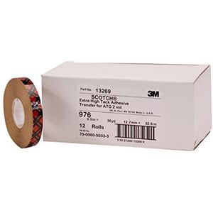 3M 976 ATG Zelfklevende folie, hoge kleefkracht, voor kunststoffen zoals PE, PP, 6 mm x 55 m, transparant, 48 stuks