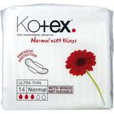 Kotex - Ultradun Normal - Maandverband - 14 Stuks - Met Vleugels