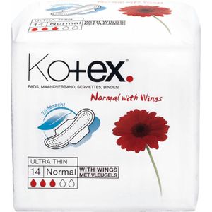 Kotex - Ultradun Normal - Maandverband - 14 Stuks - Met Vleugels