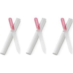 Manicare 3 glazen nagelvijlen, voor het vormen en stylen van nagels, sterke glazen vijl voor natuurlijke en kunstmatige nagels, dubbelzijdig, inclusief beschermhoesjes, perfect voor thuis of onderweg